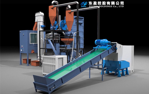 3D animation showing the process of aluminum plastic separation machine