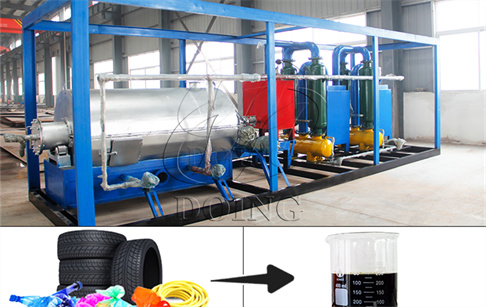 100kg/d frame type waste tyres/plastic pyrolysis plant in Japan