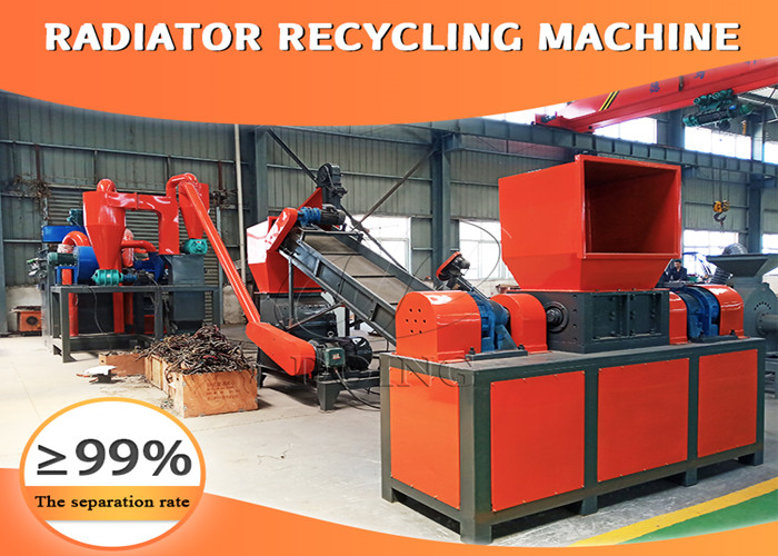 Radiator crushing and recycling machine