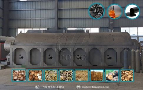 How much space does a biomass pyrolysis plant require?