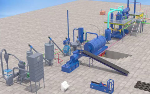 How much oil can be obtained from 1 ton of waste tires?