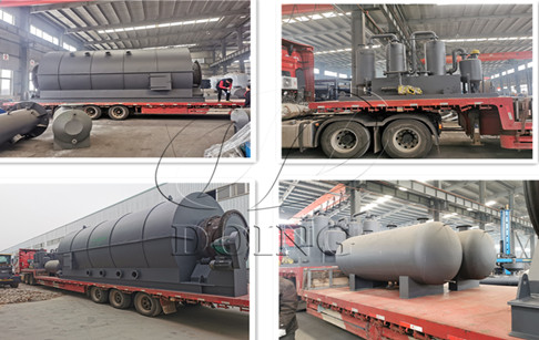 3 sets of 12tpd waste tire to fuel oil plants and 1 set of 14tpd tire pyrolysis oil to diesel distillation plant delivered to Ghana