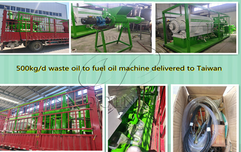 500KG/D Waste plastic to fuel oil recycling machine delivered to Taiwan from DOING Factory