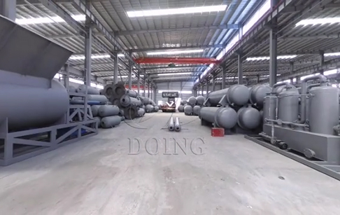 3D-video from Doing waste tyre/plastic pyrolysis equipment prduction plant
